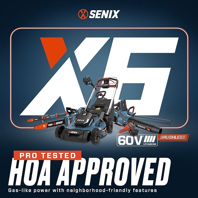 SENIX Chainsaw|60V 16" Battery Chainsaw|Brushless Electric Chainsaws|Cordless Chain Saw with 4Ah Battery & Charger|Garden Tool for Trees, Pruning, Branch Trimming, Best Gifts for Man, CSX6-M