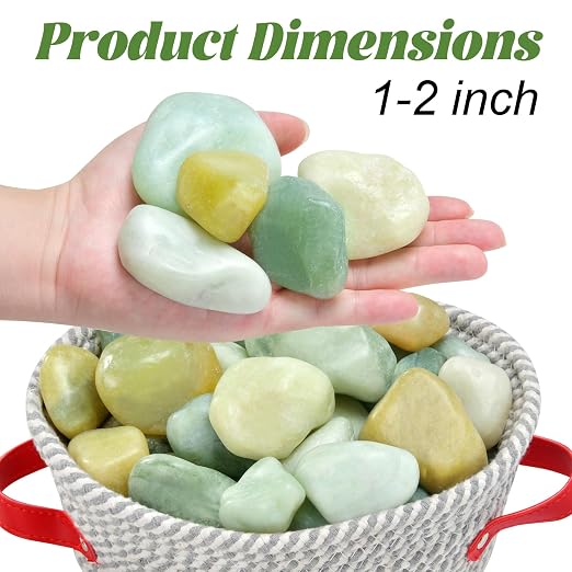 10 lb Jade Pebbles for Indoor Plants, 1-2 Inch Polished Decorative Pebbles for - Image 2