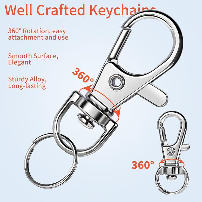 LEOBRO 60 PCS Swivel Snap Hooks and Key Rings, Keychain Clips and Key Chain - Image 3