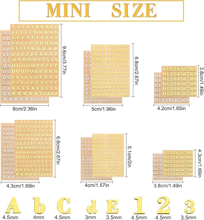 12 Pcs Mini Alphabet Number Stickers - Image 2