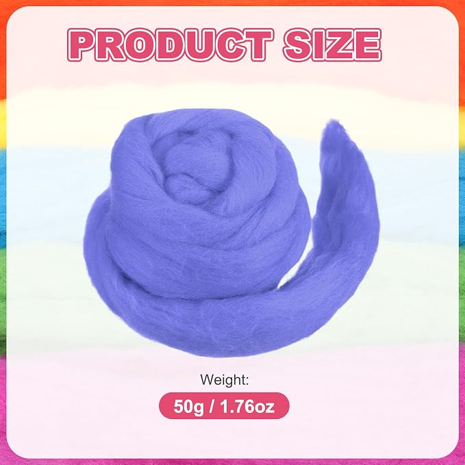 MECCANIXITY Wool Roving Yarn Soft Felting Wool 50g/1.76oz Pure Chunky Roving - Image 2