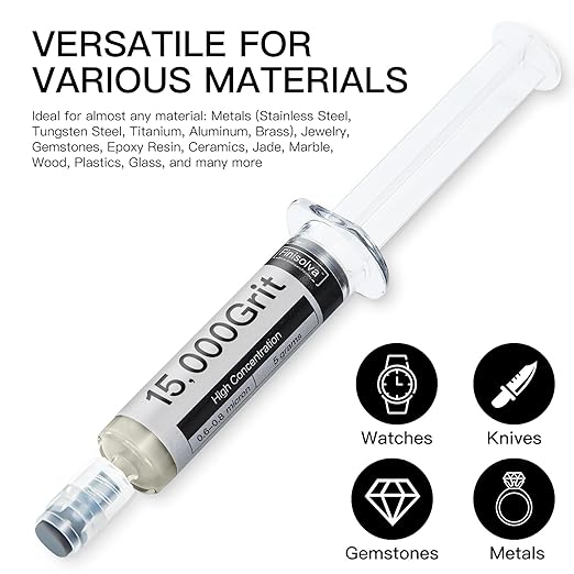 Diamond Polishing Compound Lapping Compound 15,000 Grit 0.6-0.8 Microns with 30% Concentration of Diamond Powders Diamond Stropping Paste for Glass Marble Metal Resin Rock Jewelry Watch etc.