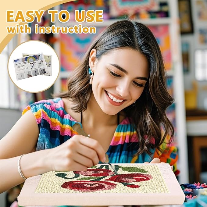 DOODLREAM Papaver Rhoeas Flower DIY Punch Needle Embroidery Kit - Image 3