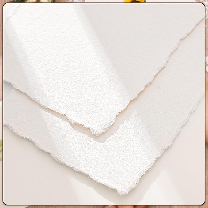 100 Sheets Deckled Edge Paper 5x7, 160 GSM Handmade Textured Paper | - Image 4
