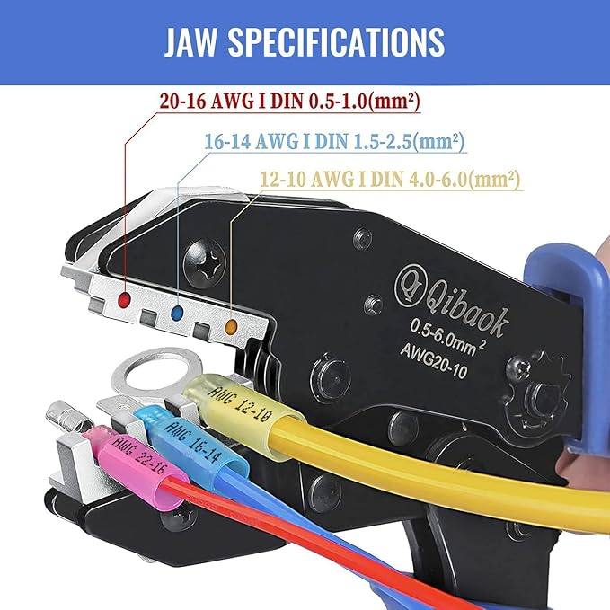 Qibaok Crimping Tool Ratcheting Wire Crimper for Heat Shrink Connectors with 200pcs Heat Shrink Butt Connectors for AWG 20-10