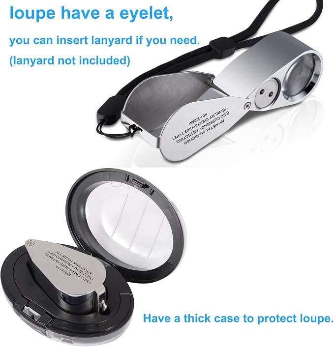 2 Pack 40X Illuminated Jewelers Loop, JLY Pocket Folding Full Metal Jewelers - Image 6