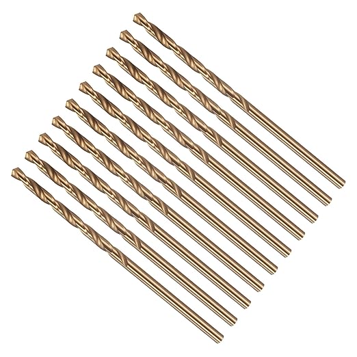 Drill Bit, #36 Cutting Diameter, 4341 HSS Gold Finish 118° Cutting Angle Number Jobber Bits - (Applications: for Drilling Soft Metal Plastic Wood), 10-Pieces