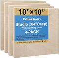 Falling in Art 4 Pack 10x10’’ Unfinished Birch Wood Panels Kit by FallinginArt