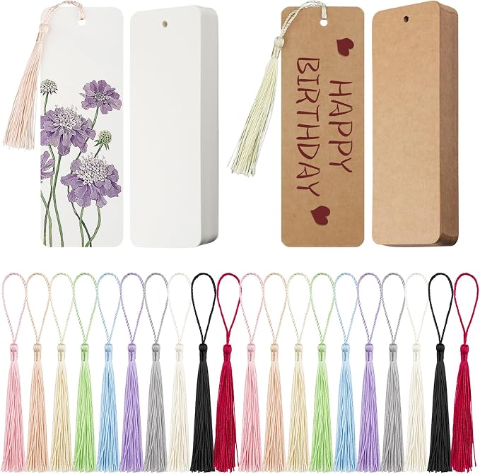 220PCS Bookmark Making Kit, 60 White & 60 Kraft Paper Bookmarks by Motroce
