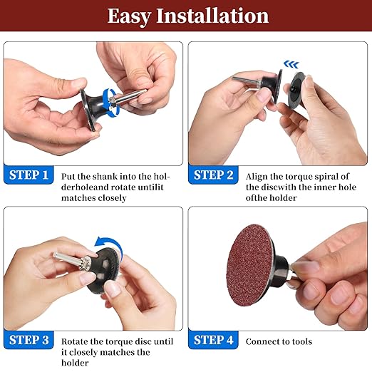 103Pcs 2 Inch Quick Change Sanding Discs Die Grinder Abrasive Set with 1/4" Roll Lock Holder Power Drill Accessories for Metal Wood Surface Grinding Polishing Deburring Rust & Paint Removal