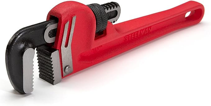 Steelman 60883 10-Inch Heavy-Duty Cast Iron Straight Handle Pipe Wrench