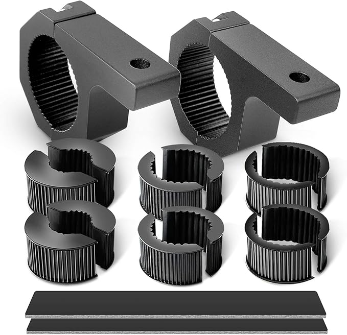 Nilight 90020B 2 Pack Mounting Bracket Kit LED Off Road Light Horizontal Bar Tube Clamp Roof Roll Cage Holder, 2 Years Warranty,Black