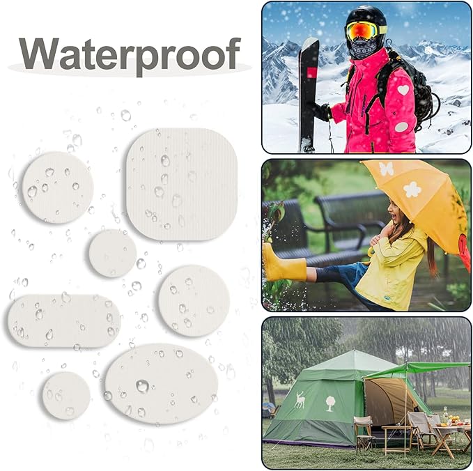 45PCS Nylon Repair Patch Self-Adhesive Pre-Cut Fabric Patch Down Jacket Repair Patches for Puffer Jackets Tenacious Tape Polyester Waterproof Lightweight Tent Repair Patch for Clothes Bag(White)