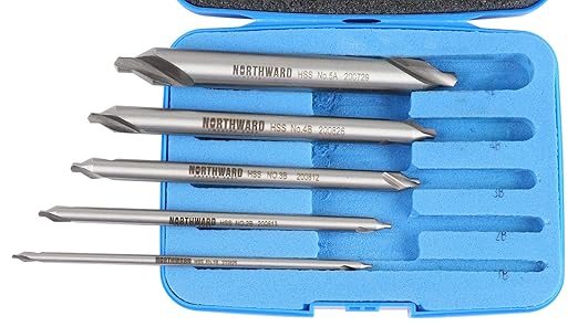 Accusize Industrial Tools (#1-#5), 3/64"-3/16" 5 pc H.S.S. M2 Long Series Center Drill Set, 4" Length, 3560-1001