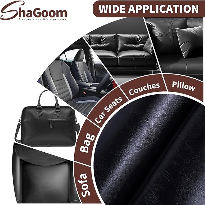 Shagoom Leather Repair Patch, 17X158 inch Strong Sticky Repair Patch Self Adhesive Waterproof, DIY Large Leather Patches for Couches, Furniture, Sofa, Car, Chair (Black, 17X158 inch)