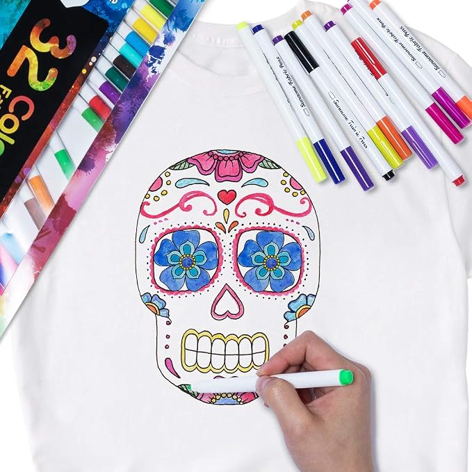 sunacme Fabric Markers Pen, 32 Colors Permanent Fabric Paint Pens - Image 8