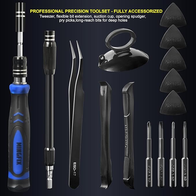 Precision Screwdriver Set with 103 Multi Bits, MINGFIX 115 in 1 Small Magnetic Repair Tool Kit for MacBook,Laptop,PC,Computers, iPhone, Electronics,PS5,PS4,Nintendo Switch, Xbox,Watches & Eye Glasses