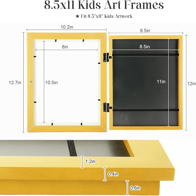Kids Art Frames, 8.5x11 Front Opening Kids Artwork Frames Changeable, Milk - Image 4