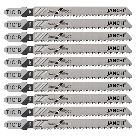 50Pack T101B T-Shank Contractor Jig Saw Blades - 4 Inch 10 TPI Jigsaw Blades Set- Made for High Speed Carbon Steel, Clean and Precise Straight Cutting Wood Boards PVC Plastic