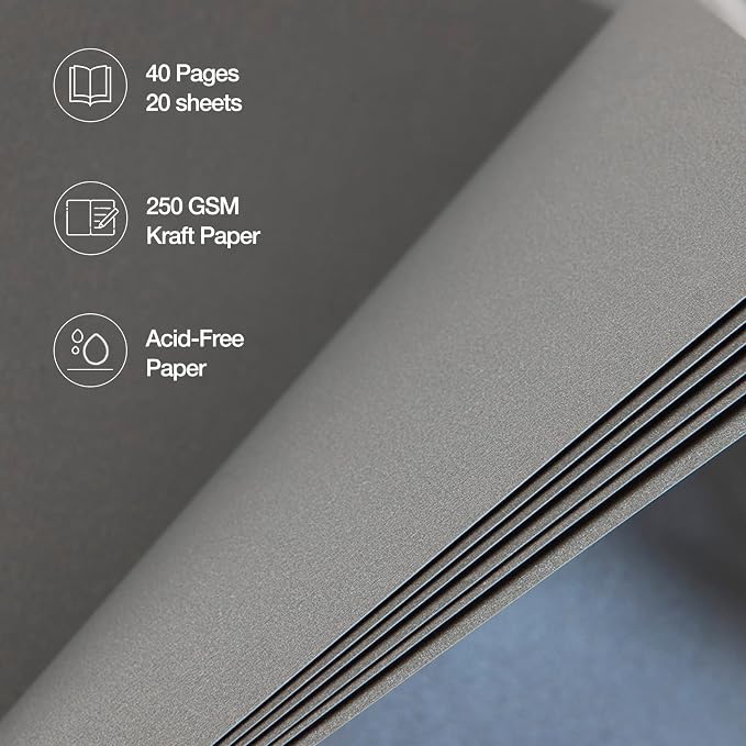 potricher 7 x 7 Inch DIY Scrapbook Album 40 Pages Hardcover Kraft Paper Scrap - Image 5