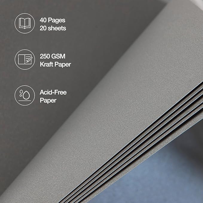 potricher 10 x 10 Inch DIY Scrapbook Album 40 Pages Hardcover Kraft Paper Scrap - Image 5