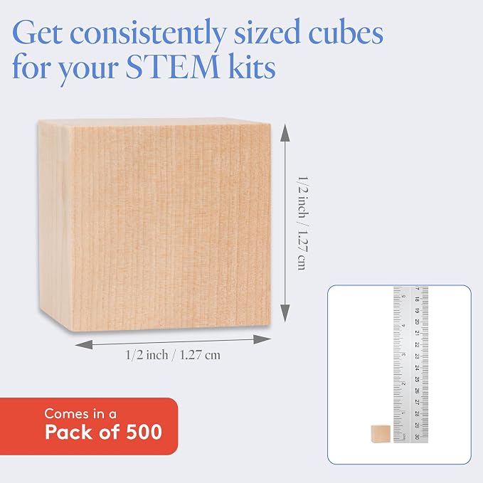 DIY Wooden Cubes 1/2-inch, Unfinished Wood Blocks - Image 4