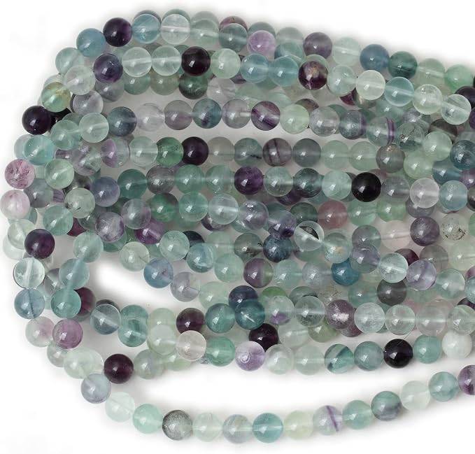 45PCS 8mm Natural Colorful Fluorite Gemstone Round Loose Beads - Image 3