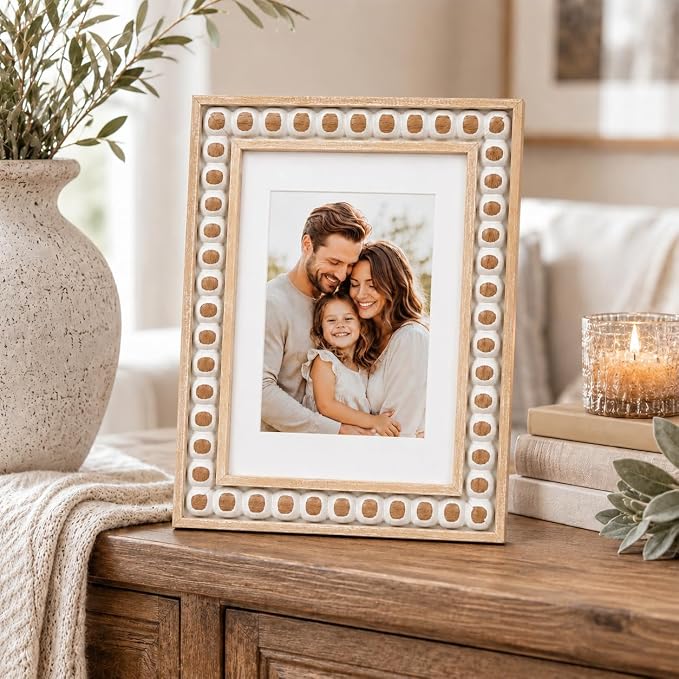 Solid Wood 6x8 Picture Frame Beaded Frame - Image 2