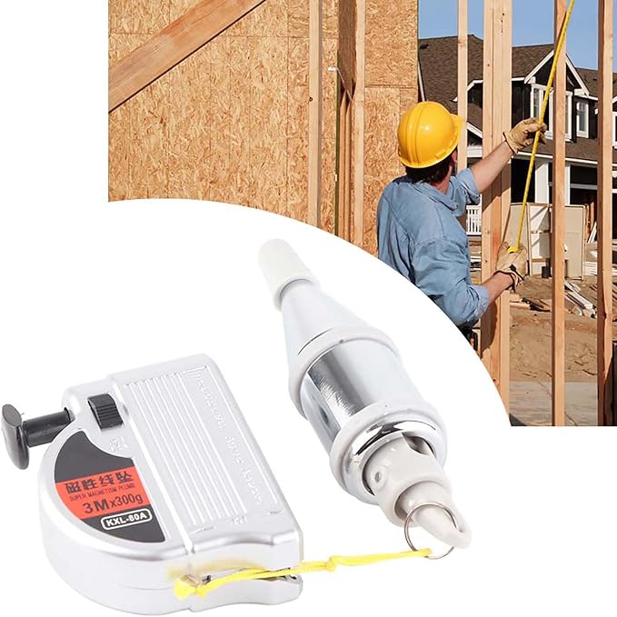 Automatic Magnetic Plumb Bob with Nylon Line Vertical Alignment Tool for Construction Wall Leveling and DIY Projects Features Locking Safety Clip Adjustable Range (3m)