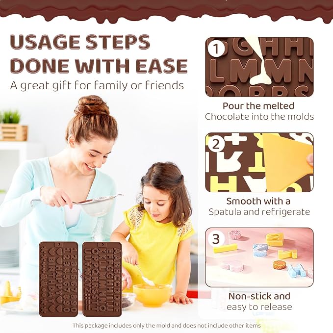 2PCS Silicone Molds for Chocolate, Number Letter Molds, Reusable Candy Molds - Image 4