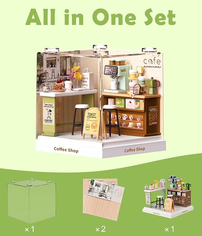 Coffee Shop Miniature House Kit, Plastic DIY Dollhouse - Image 4