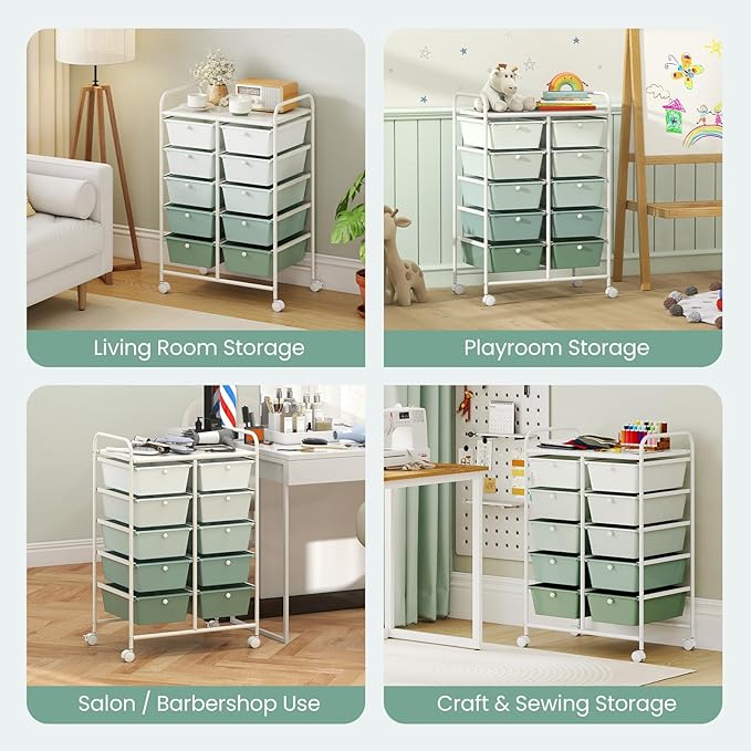 Giantex 10 Drawers Rolling Cart, Classroom Organizers, Storage Cart - Image 5