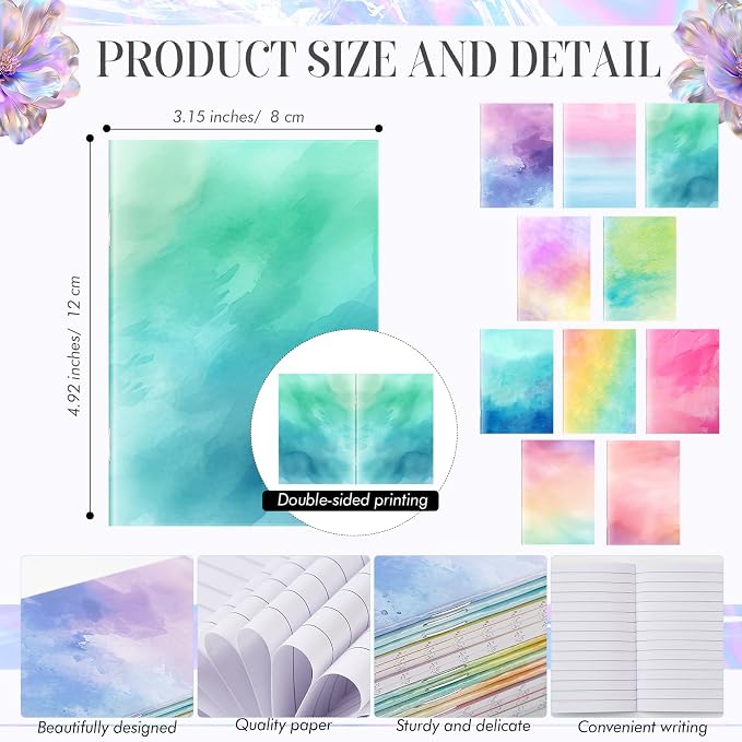 Tenceur 100 Pcs Mini Tie Dye Notebooks Pocket Notepads Bulk Tie Dye Small Memo - Image 2
