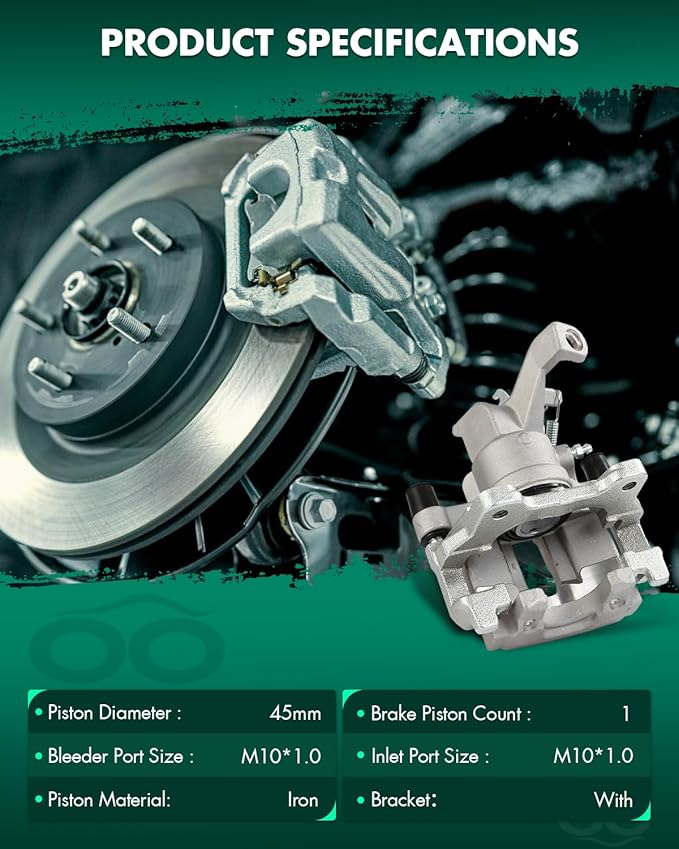 SCITOO 19B3897 Rear Right Disc Brake Caliper w/Bracket Fit For Jaguar For S-Type 2005-2008,For Jaguar For Vanden Plas 2005-2009,For Jaguar For XF 2009-2013,For Jaguar For XKR 2007-2009, Single Piston
