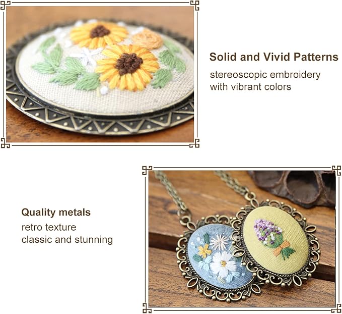 ZOCONE 4 Packs Embroidery Necklace Kits, Embroidery Pendant Kit Mini Cross - Image 5