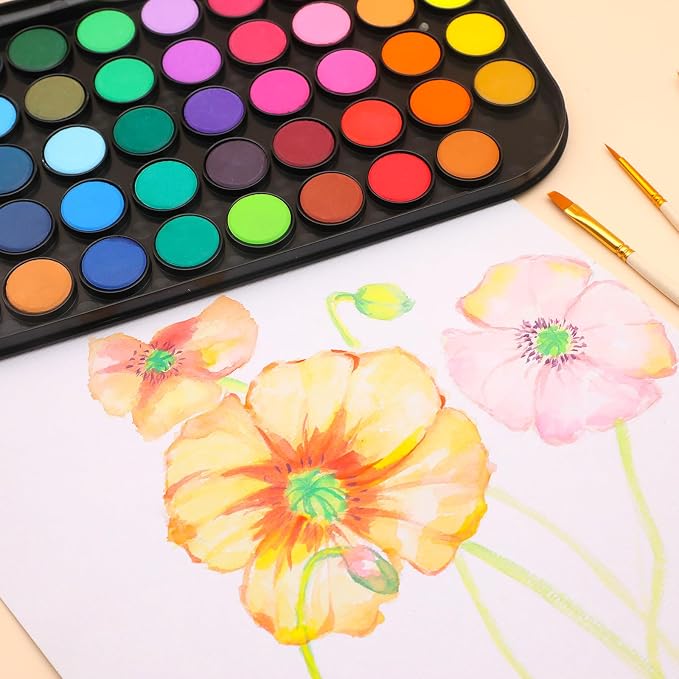 Artecho 48 Colors Watercolor Paint Set, Portable Travel Watercolor Cake Kit - Image 5
