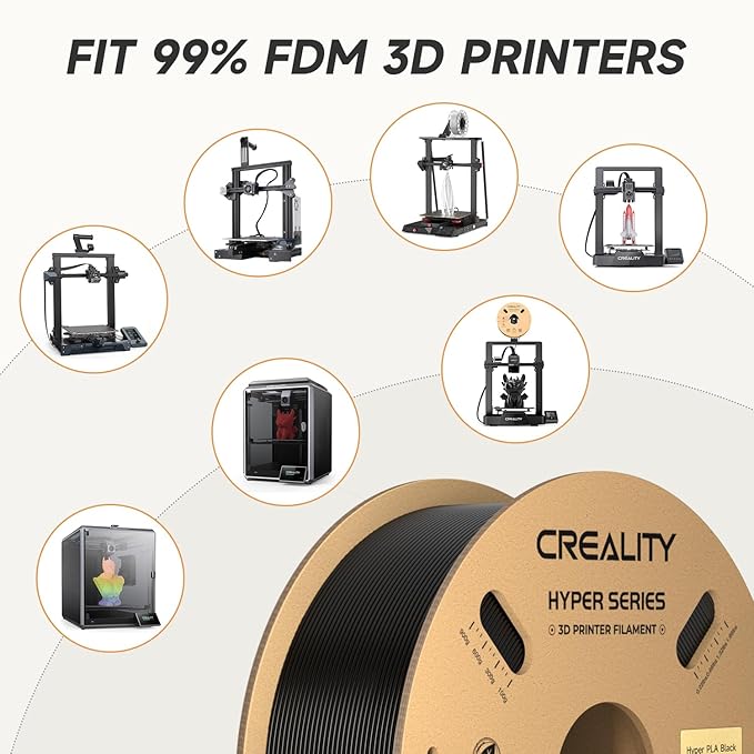 Creality Hyper PLA Filament 1.75mm Black & Grey 2KG, 30-600mm/s High Speed PLA 3D Printer Filament, 2 Pack 1kg Spool(2.2lbs) PLA, Dimensional Accuracy +/-0.02mm, Fit Most FDM 3D Printer