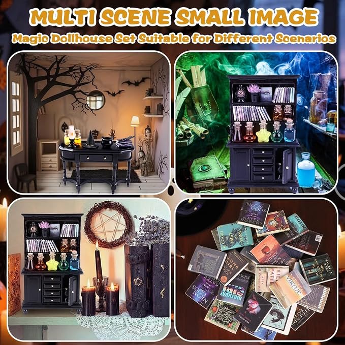 Celltestria 56 Pcs Halloween Miniatures Decorations 1:12 Scale Magic House - Image 6