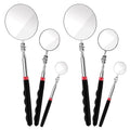 6Pcs Telescoping Mirror, Stainless Steel Extendable Inspection Mirror Telescoping, Telescoping Inspection Mirrors with Long Handle Tool for Technicians, Mechanics, Contractors (Black, Round)