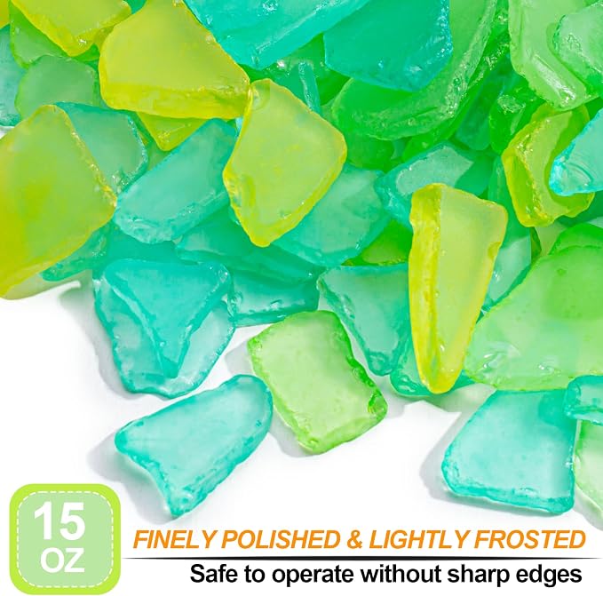 Keedolla Sea Glass for Crafts - 15 OZ Flat Frosted Seaglass Pieces Crushed for - Image 2