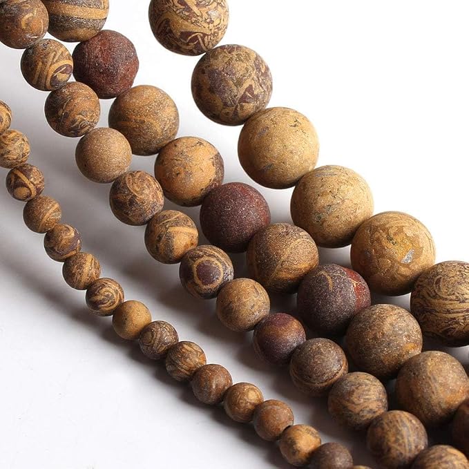 6mm Matte Brown Pictures Jaspers Bead, 15-Inch Matte Round Loose Stone Beads - Image 6