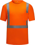 High Visibility Shirts Quick Dry Safety T Shirts with Reflective Strips and Pocket Short Sleeve Mesh Hi Vis Construction Work Class 2 Shirt for Men/Women Orange,XL