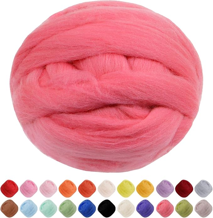 JeogYong Needle Felting Wool, 3.53oz Wool Roving Chunky Wool Yarn, Watermelon by JeogYong