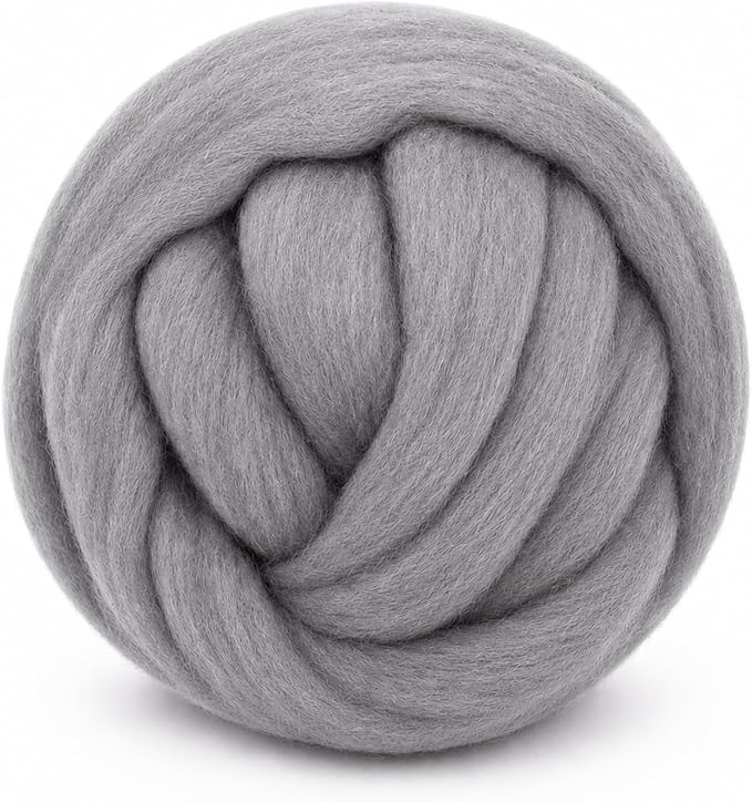 1.76oz Wool Roving: Needle Felting Wool White Roving Wool Felting Supplies Pure by Gipony