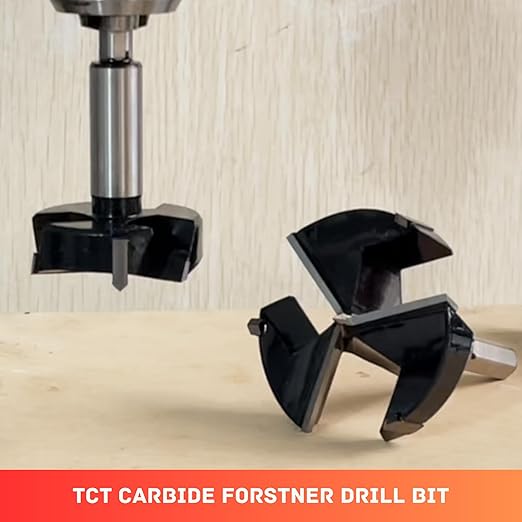 1-3/4 Inch Forstner Drill Bit, Triple-Flute Carbide Tipped Forstner Bit for Hard Wood, Soft Wood, Veneered Plywood, Plastic, Drilling Hole Saw Woodworking Hinge Cutter Tool (1-3/4 Inch)