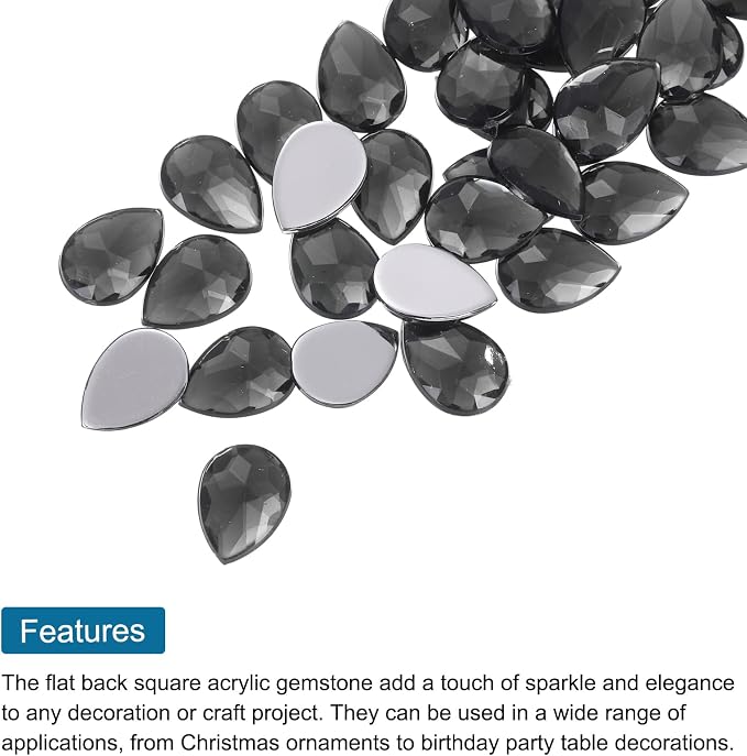 MECCANIXITY 50PCS Flat Back Acrylic Teardrop Gems 10x14mm Artificial Rhinestones - Image 4