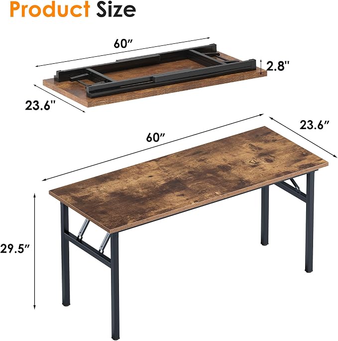Need Large Folding Computer Desk, 60 Inch Writing Table, Metal Frame, Sturdy - Image 3
