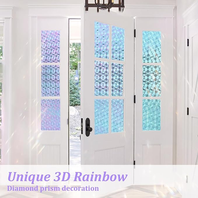 Windimiley Stained Glass Window Privacy Film, Rainbow Clings, 35.4" x 78.7" | - Image 8