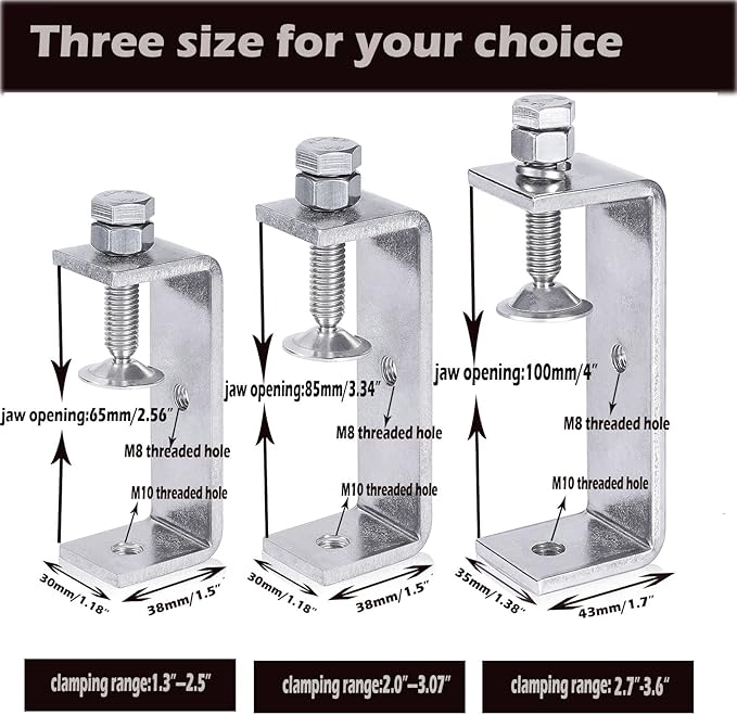 Tiger Clamp Stainless Steel Clamps - Woodworking Clamp Heavy Duty C-clamp With Wide Jaw Openings (100MM)，2PCS