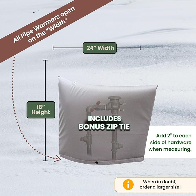 The Original Winter Pipe Insulation Cover (0˚F) - Extra-Thick EVA+NBR (UV-Coated) Insulated Backflow Preventer Freeze Protection, Pump Cover, Sprinkler/Well/Valve Head Cover - (24" W X 18" H)